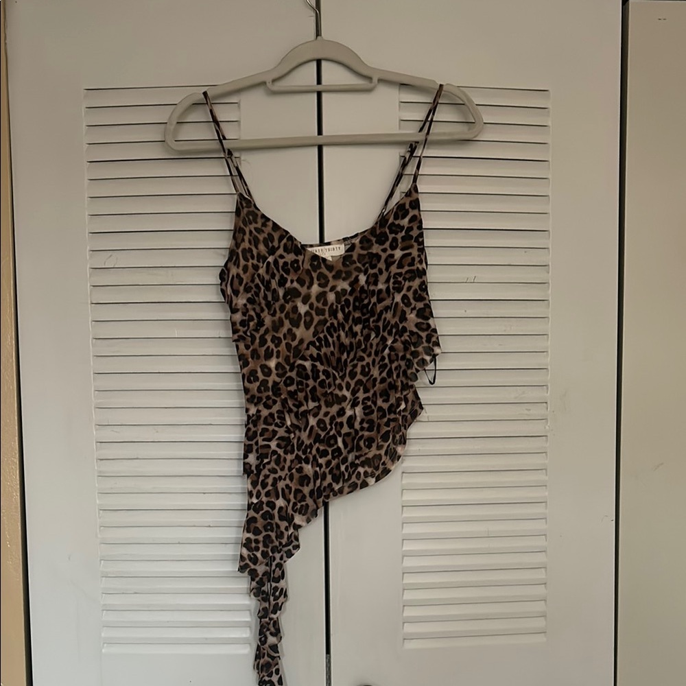 Leopard Print Asymmetrical Women's Top